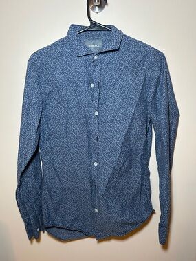 Bonobos Navy Micro-Print Long-Sleeve Button-Down Shirt slim fit XS